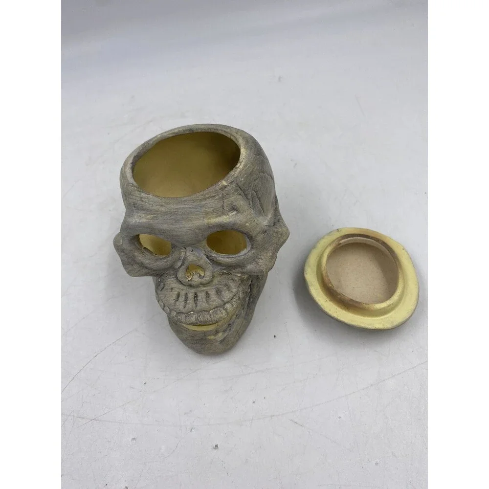 Small Ceramic Skull Head Candle Light Holder
